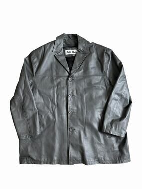 Pelle Moda Men’s Black Genuine Leather Jacket Coat Faux Fur Lined Size 5XL